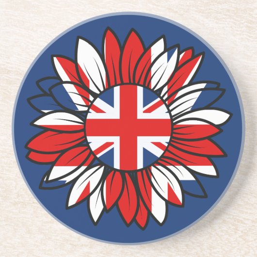British Flag Sunflower Design Coaster  Zandsteen Onderzetter (Voorkant)
