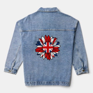 British Flag Sunflower Design Women's Denim Jacket