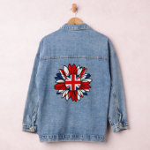 British Flag Sunflower Design Women's Denim Jacket (Hangar)