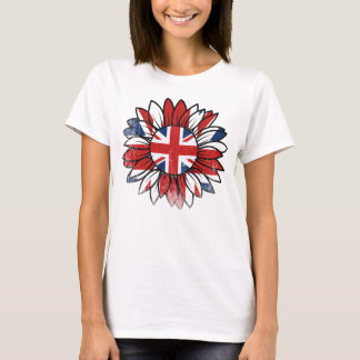 British Flag Sunflower Vintage Distressed Women's T-shirt