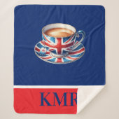British Flag Teacup Monogram Sherpa Deken (Voorkant)