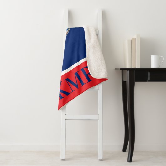 British Flag Teacup Monogram Sherpa Deken (In situ)