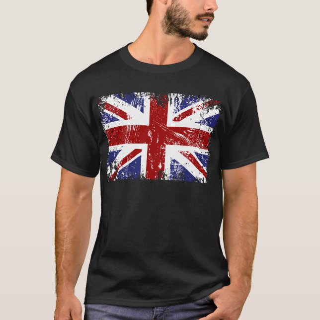 British Flag Union Jack Punk Grunge T-shirt (Voorkant)