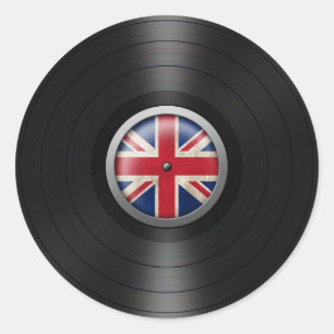 British Flag Vinyl Record Album Graphic Ronde Sticker