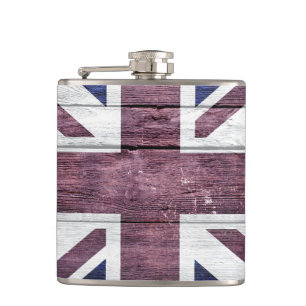British Flag  Wood Heupfles