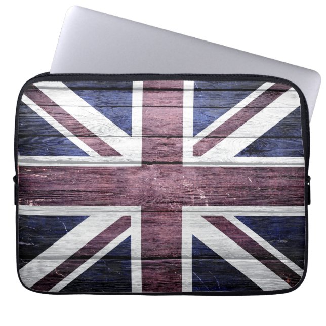 British Flag  Wood Laptop Sleeve (Voorkant)