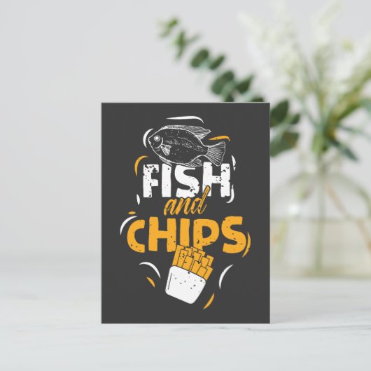 British Food Fish Chips Funny Streetfood Briefkaart (Staand voorkant)