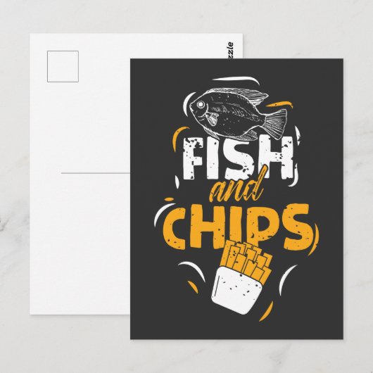 British Food Fish Chips Funny Streetfood Briefkaart (Voorkant / Achterkant)