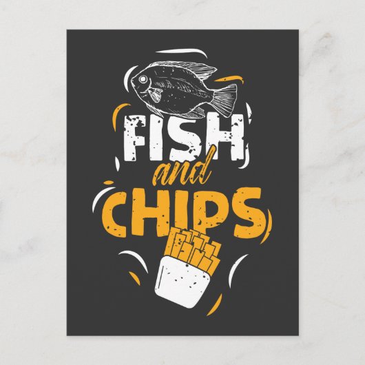 British Food Fish Chips Funny Streetfood Briefkaart (Voorkant)