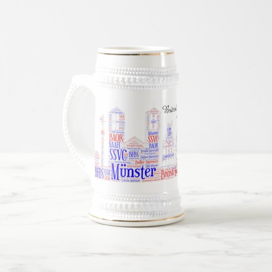 British Forces Münster White Stein Bierpul (Voorkant links)