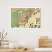 British French America Map 1755 Poster (Keuken)