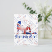 British Girl Silhouette Flag Briefkaart (Staand voorkant)
