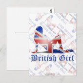 British Girl Silhouette Flag Briefkaart (Voorkant / Achterkant)