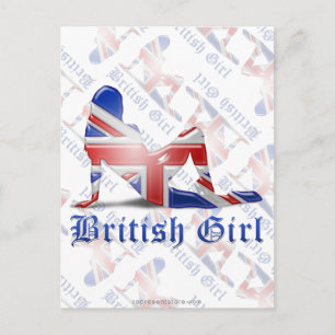 British Girl Silhouette Flag Briefkaart