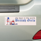 British Girl Silhouette Flag Bumpersticker (Op auto)