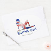 British Girl Silhouette Flag Ovale Sticker (Envelop)