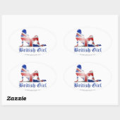 British Girl Silhouette Flag Ovale Sticker (Vel)