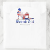 British Girl Silhouette Flag Ovale Sticker (Tas)