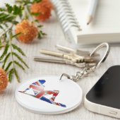 British Girl Silhouette Flag Sleutelhanger (Voorkant Rechts)