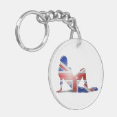 British Girl Silhouette Flag Sleutelhanger (Voorkant Links)