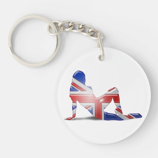 British Girl Silhouette Flag Sleutelhanger (Voorkant)