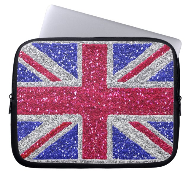 BRITISH GLITTER BEÏNVLOEDING LAPTOP SLEEVE (Voorkant)