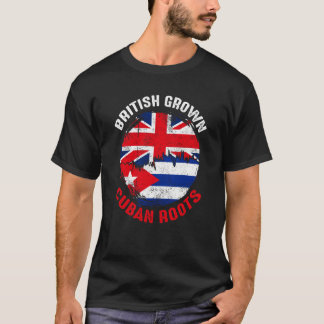 British Grown Cuban Roots Vintage Flags for Men Wo T-shirt
