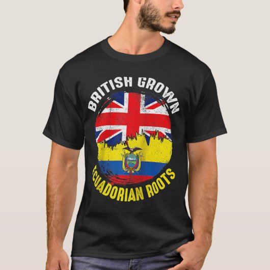 British Grown Ecuadorian Roots  Flags for M T-shirt (Voorkant)
