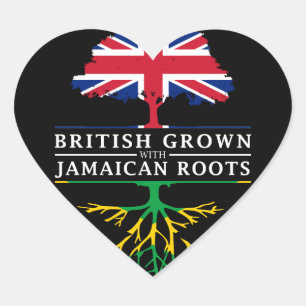 British Grown in Jamaican Roots Jamaica Design Hart Sticker