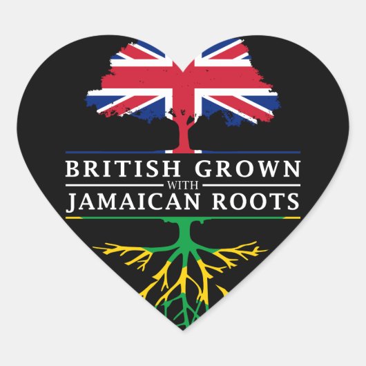 British Grown in Jamaican Roots Jamaica Design Hart Sticker (Voorkant)
