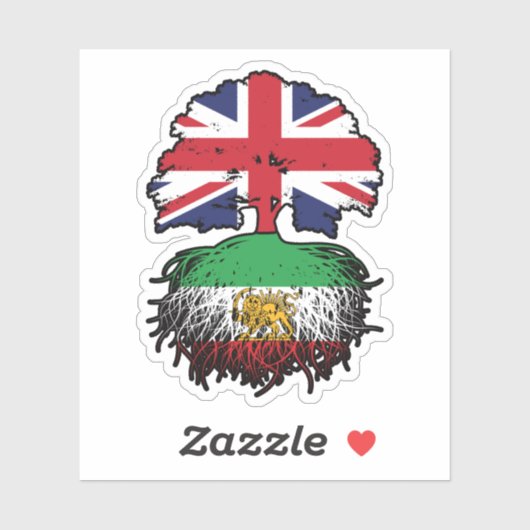 British Grown Iranian Roots Lion and Sun Sticker (Vel)
