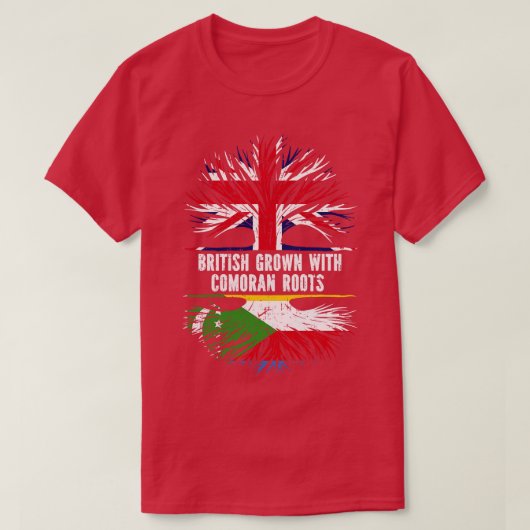 British Grown with Comoran Roots UK Flag Engeland T-shirt (Design voorkant)