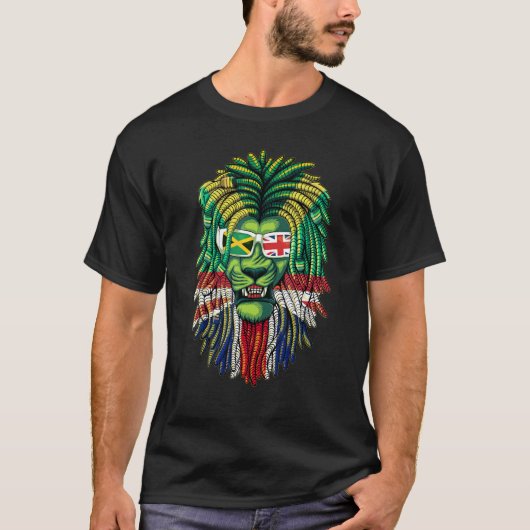 British Grown With Jamaican Roots Idea With Lion D T-shirt (Voorkant)