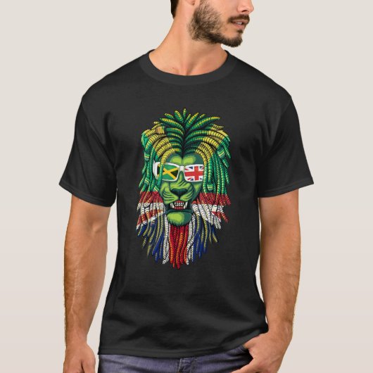 British Grown With Jamaican Roots Idea With Lion D T-shirt (Voorkant)