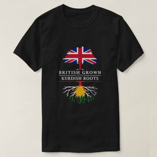 British Grown with Kurdish Roots Kurdistan Desig T-shirt (Design voorkant)