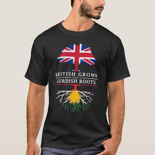 British Grown with Kurdish    RootsKurdistan T-shirt (Voorkant)