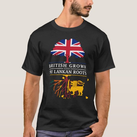 British Grown with Sri RootsSri Lanka T-shirt (Voorkant)