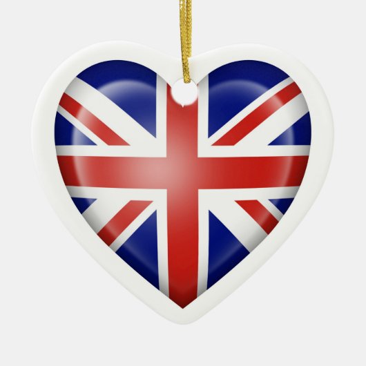 British Heart Flag op White Keramisch Ornament (Voorkant)