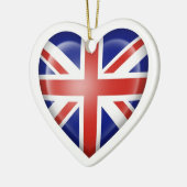 British Heart Flag op White Keramisch Ornament (Links)