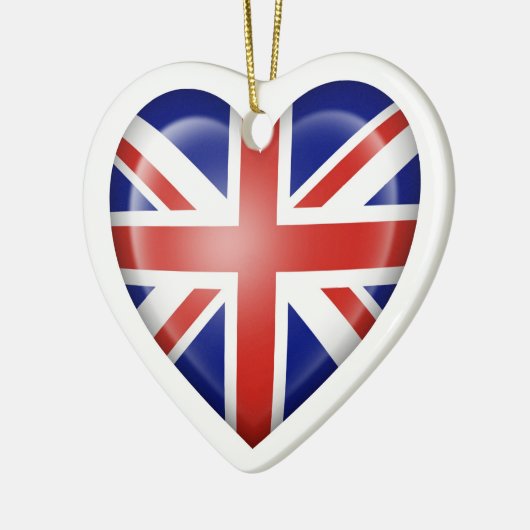 British Heart Flag op White Keramisch Ornament (Links)