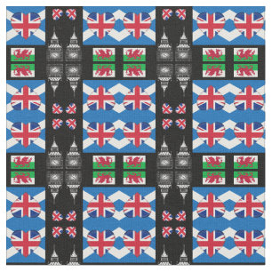 British Heart, Welsh Dragon & Scottish Flag / UK Stof