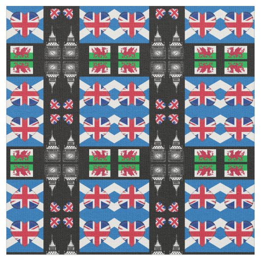 British Heart, Welsh Dragon & Scottish Flag / Vere Stof (Close Up)