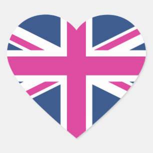 British Hearts - Blauw & Roze Union Jack Hart Sticker