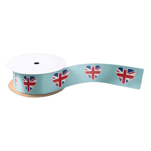 British Hearts - Light Blue Ribbon Satijnen Lint (Spoel)