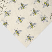 British Heraldic Bees and Honeycomb on Yellow Tissuepapier (Detail)