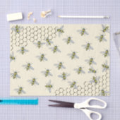 British Heraldic Bees and Honeycomb on Yellow Tissuepapier (Craft)