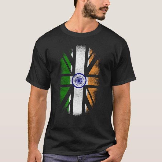 British Indian Flag - India and UK Pride T-Shirt (Voorkant)