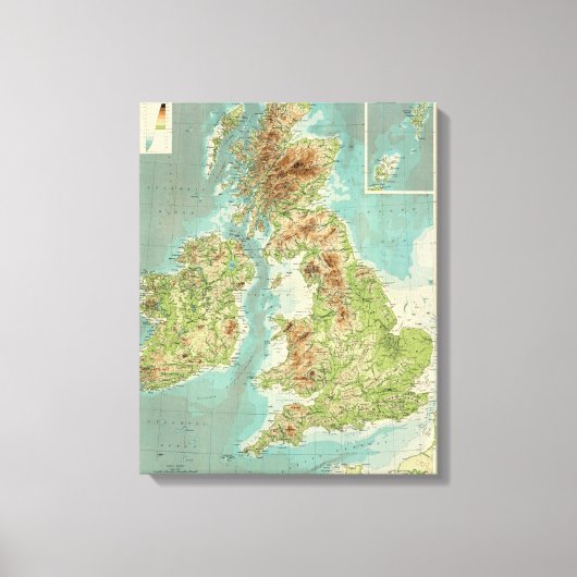 British Isles badyorografische kaart Canvas Afdruk (Voorkant)