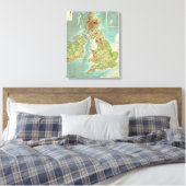 British Isles badyorografische kaart Canvas Afdruk (Insitu (Slaapkamer))