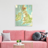 British Isles badyorografische kaart Canvas Afdruk (Insitu (Woonkamer))